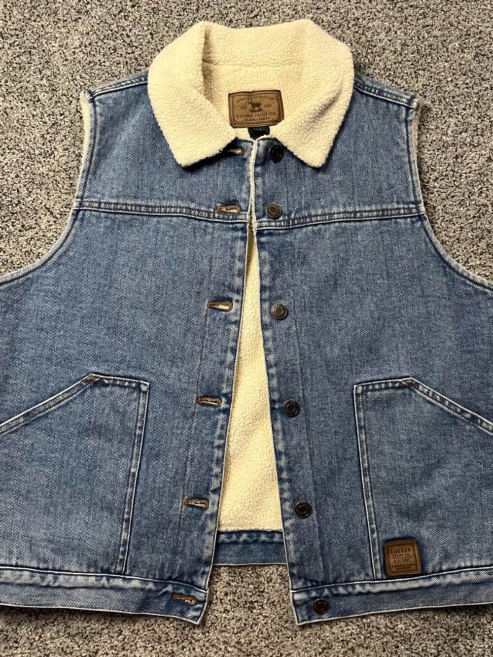 Vintage Lauren Jeans Co. Ralph Lauren Sherpa-lined denim vest